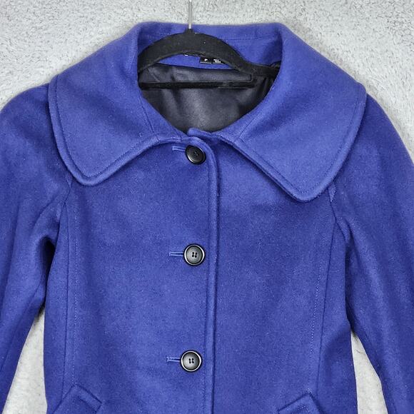 THEORY Coat Womens Size P US Size 0 Blue Shawl Collar Button Up 100% Virgin Wool - Picture 5 of 16